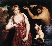 BORDONE, Paris Venus and Mars with Cupid oil on canvas